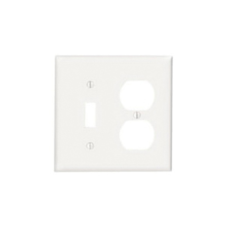 LEVITON Toggle Switch/Duplex Plate, 2 Gang, White 88005